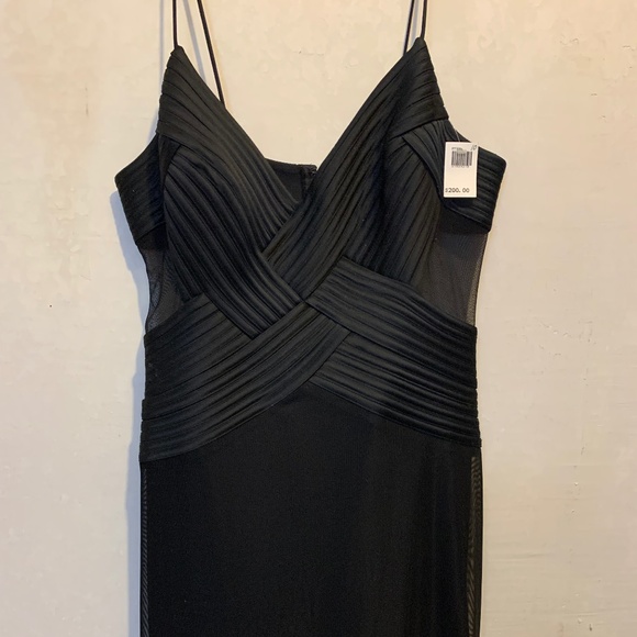 JS Collections Black Sheer Crisscross Cocktail Dress Size 10 - Picture 5 of 7